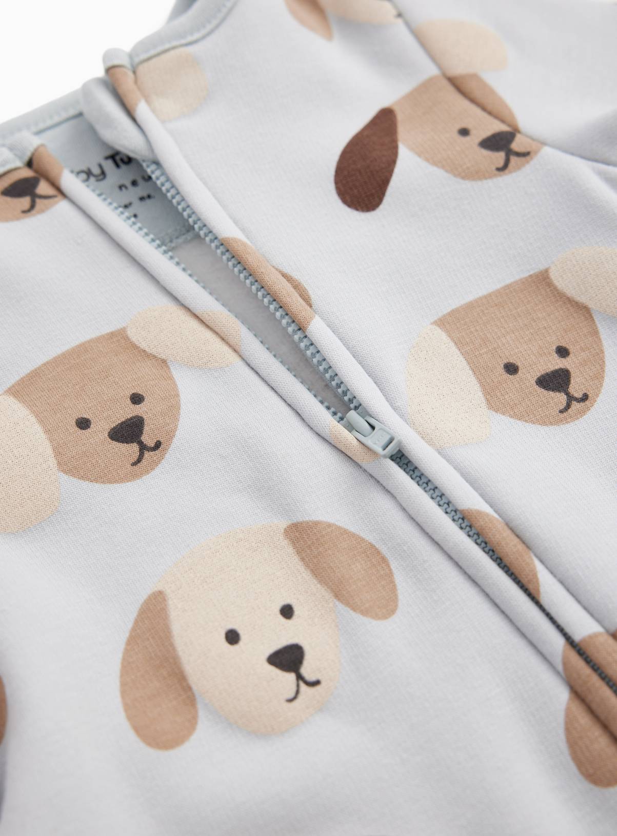 Blue Dog Print Fleece Lined Sleepsuit 3-6 months - Image 2